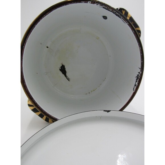 VTG MCM 2 qt Sauce Pot Lid Georges Briard Pineapple Enamelware 60s Retro - Picture 9 of 16